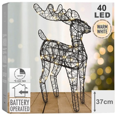 Renifer świecący czarny 40 LED 37 cm Renifer świecący czarny 40 LED 37 cm