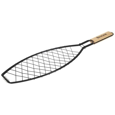 Ruszt do grillowania ryby stalowy czarny nieprzywierający 60x14,5 cm Ruszt do grillowania ryby stalowy czarny nieprzywierający 60x14,5 cm