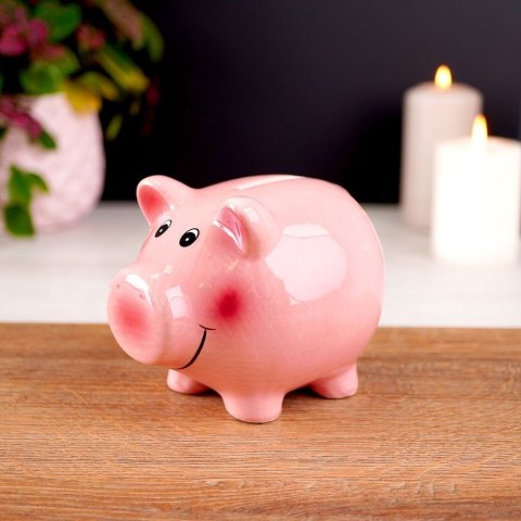 Skarbonka otwierana ceramiczna świnka różowa 12 cm