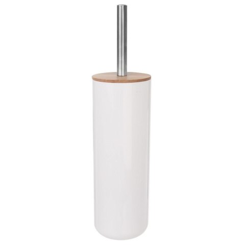 Szczotka łazienkowa WC do toalety z pojemnikiem biała bambusowa