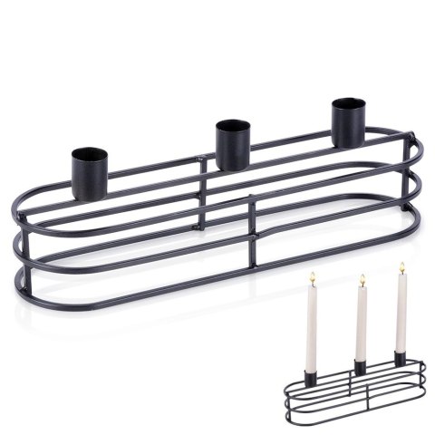 Świecznik metalowy czarny na 3 świeczki 29,5x8,5x9,5 cm Świecznik metalowy czarny na 3 świeczki 29,5x8,5x9,5 cm