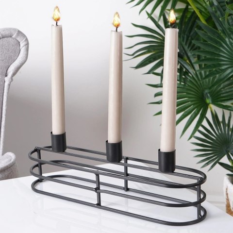 Świecznik metalowy czarny na 3 świeczki 29,5x8,5x9,5 cm Świecznik metalowy czarny na 3 świeczki 29,5x8,5x9,5 cm