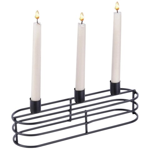 Świecznik metalowy czarny na 3 świeczki 29,5x8,5x9,5 cm Świecznik metalowy czarny na 3 świeczki 29,5x8,5x9,5 cm