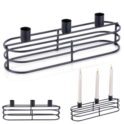 Świecznik metalowy czarny na 3 świeczki 29,5x8,5x9,5 cm Świecznik metalowy czarny na 3 świeczki 29,5x8,5x9,5 cm