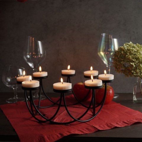 Świecznik na 8 tealight podstawka pod świeczkę metalowy czarny matowy loft 8 sztuk Świecznik na 8 tealight podstawka pod świeczkę metalowy czarny matowy loft 8 sztuk