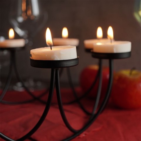 Świecznik na 8 tealight podstawka pod świeczkę metalowy czarny matowy loft 8 sztuk Świecznik na 8 tealight podstawka pod świeczkę metalowy czarny matowy loft 8 sztuk