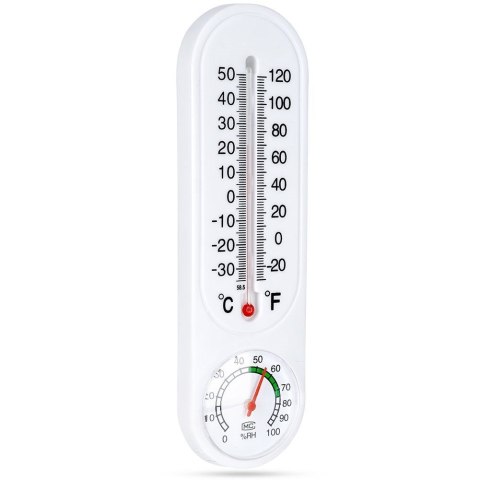 Termometr z higrometrem zewnętrzny wewnętrzny biały 23 cm