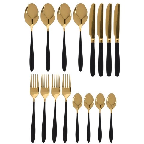 Zestaw Sztućców Stalowy Czarno-Złoty dla 4 osób EXCELLENT HOUSEWARE 16 el. Zestaw Sztućców Stalowy Czarno-Złoty dla 4 osób EXCELLENT HOUSEWARE 16 el.