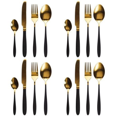 Zestaw Sztućców Stalowy Czarno-Złoty dla 4 osób EXCELLENT HOUSEWARE 16 el. Zestaw Sztućców Stalowy Czarno-Złoty dla 4 osób EXCELLENT HOUSEWARE 16 el.